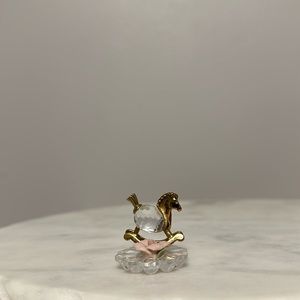Vintage Lencia Star Collection Gold Austrian Crystal Mini Rocking Horse Figurine